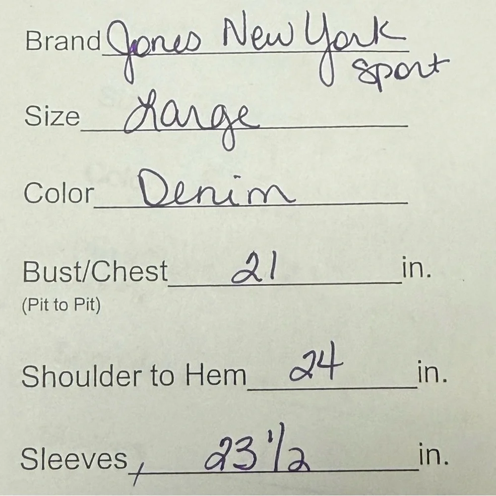 Jones New York Sport Denim Utility Jacket Large Blue Button Front Vintage 90s - Picture 12 of 12